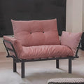49 Mini Couch with Mattress Included Small Loveseat Sofa Chair for Small Space Oversized Accent Chair and a Half Metal Frame (Pink)
