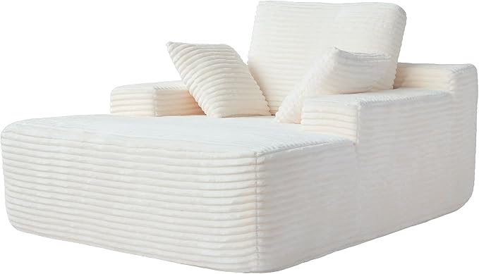 JACH 67 Inch Oversized Corduroy Sofa Bed Boneless Sleeper Sofa Lounge Chair Indoor Modern Comfy Deep Seat Lazy Couch for Living Room Apartment Small Space No Assembly Required (Beige)