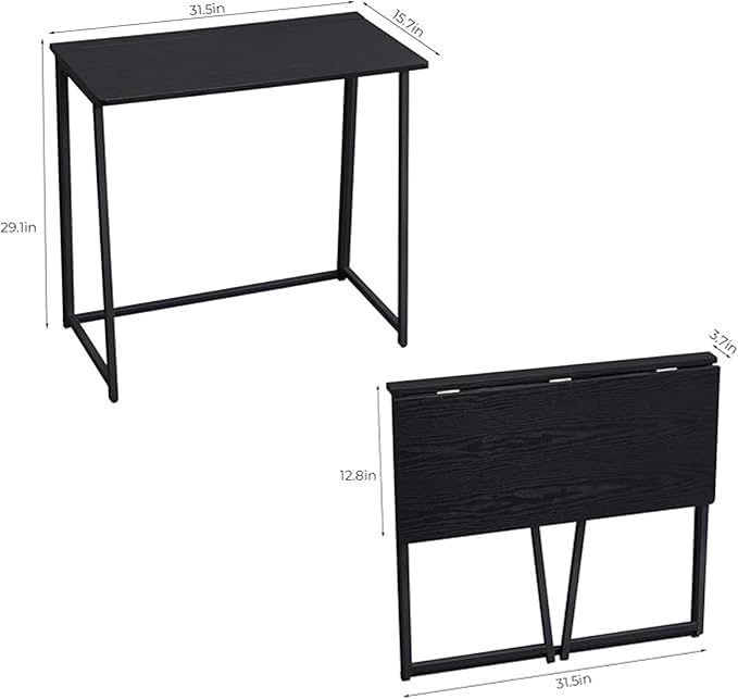 Homy Casa 31.5 Home Office Foldable Desk Space-Saving Study-Workstation for Small Spaces Ideal for Dorm Living Room and Bedroom (Black)