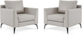 MCombo Modern Accent Chair Set of 2 Faux Leather Armchair with Sloped Arms Comfortable Living Room Office Reception or Waiting Room Seating 4629 (2 Beige)