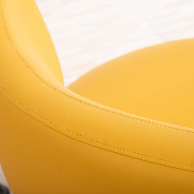 Modern Yellow Faux Leather Swivel Accent Chair 29 Width Armless 360 Degree Swivel Comfortable &amp Stylish Perfect for Living Room &amp Office