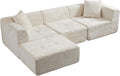 108 3-Seat L-Shaped Modular Sectional Sofa with Chaise Plush Velvet Cloud Couch - Comfy Deep Seat Boneless Couches No Assembly Required for Living Room Bedroom Beige