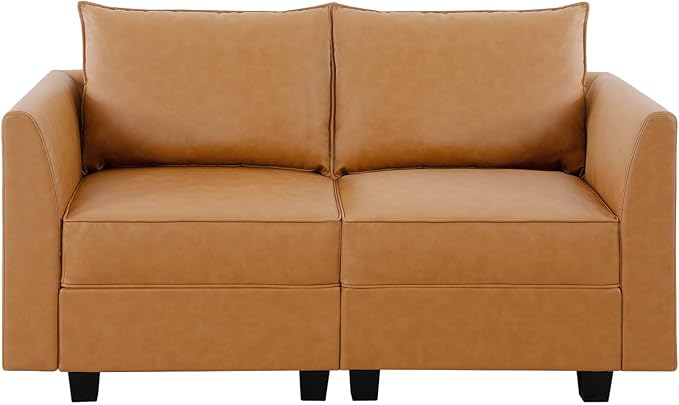 Naomi Home Elizabeth Modern Loveseat Sofa with Extendable Design &amp Soft Comfortable Seating – Air Leather Modular loveseat sofa with Sturdy Wooden Frame Ideal for Small Spaces Easy Assembly Car