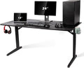 TOPSKY Gaming Desk Large Surface 63’’x31.5’’ with Cup Holder Headphone Hook and Cable Management (Black)