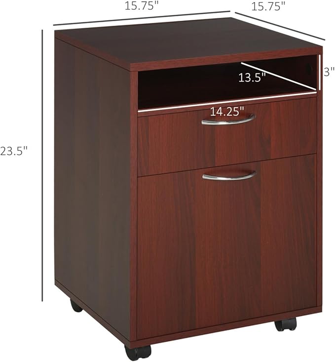 Hassyee Compact Design Mobile Storage Cabinet Organizer with Shelf Large Drawer and Door Cabinet Minimalist Home Office Filing Cabinets with 4 Omnidirectional Wheels