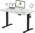 FLEXISPOT EN1 One-Piece Standing Desk with 1-Inch Thick Desktop 48x24 Electric Height Adjustable Desk for Home Office &amp Multi-Device Workstations White