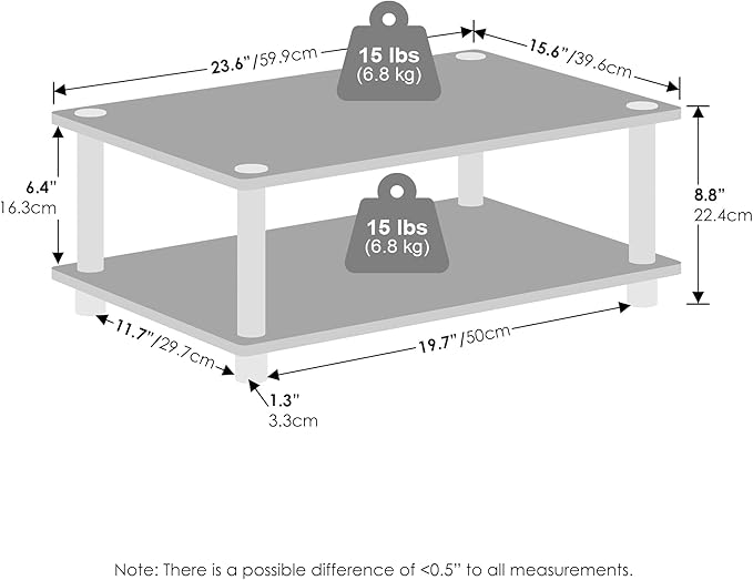 Furinno JUST Printer Stand with Storage 2-Tier Under Desk Printer Stand Printer Table for CPU Office Supplies Home Office White