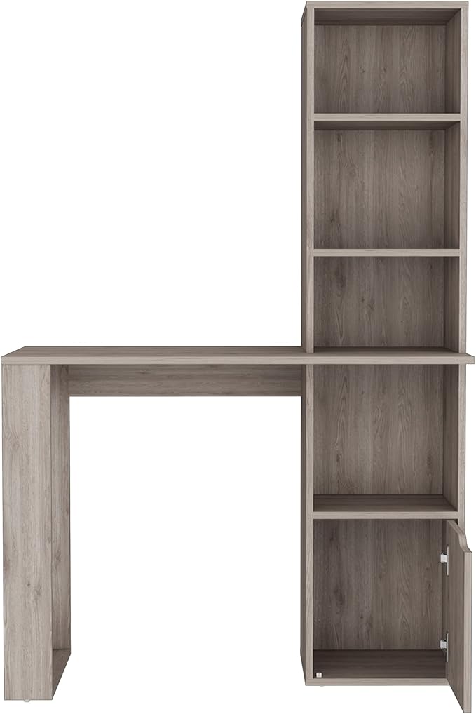 Writing Desk Computer Desk with Bookcase and Cabinet Interlocking Mechanism Easy Assembly for Home Office Light Gray