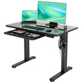INNOVAR Glass Standing Desk with Drawers 40 x 24 Inches Electric Height Adjustable Desk Tempered Glass Top Stand Up Desks for Home and Office Black