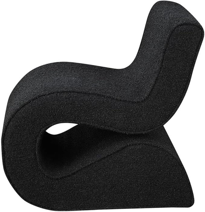 Pemberly Row Fabric Upholstered Armless Accent Chair Charcoal Bouclé Curved Design 29.5 H x 22.75 W x 29.75 D Modern Style Cozy Living Room or Bedroom Seating