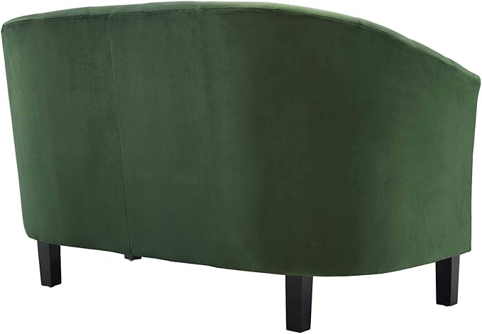 Modway Prospect Channel Tufted Upholstered Velvet Loveseat Emerald