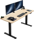 VIVO Electric 60 x 24 in Real Bamboo Standing Desk Memory Height Adjustment 1B Series Holds 220 lbs One-Piece Top Black Frame DESK-KIT-1B6O