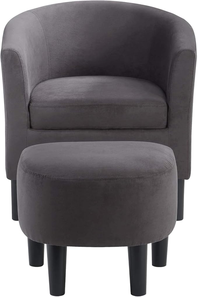 Convenience Concepts Take a Seat Churchill Accent Chair with Ottoman Dark Gray Microfiber