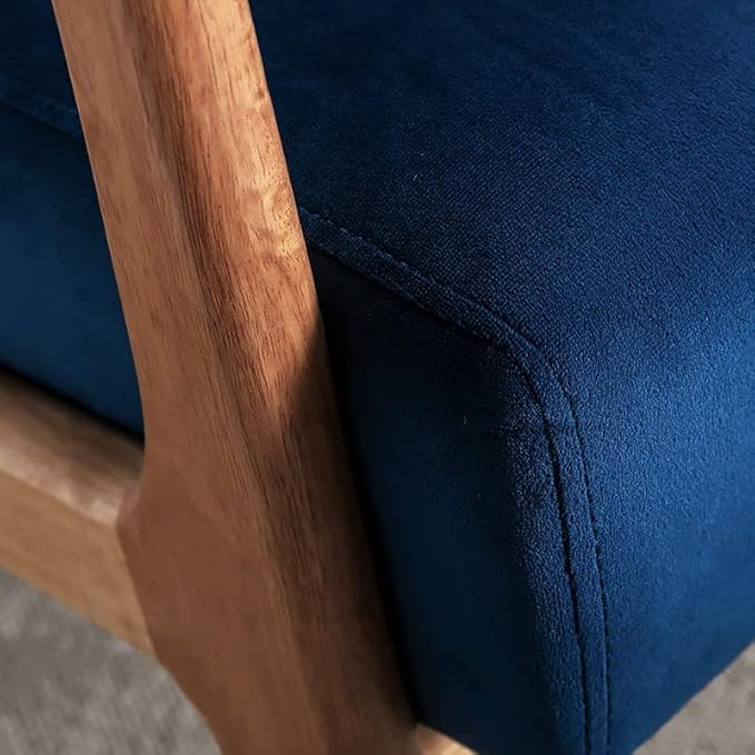 Classic Comfortable Modern Boho Velvet Upholstered Lounge Armchair for Living Room Reading Bedroom Office and Small Spaces Blue