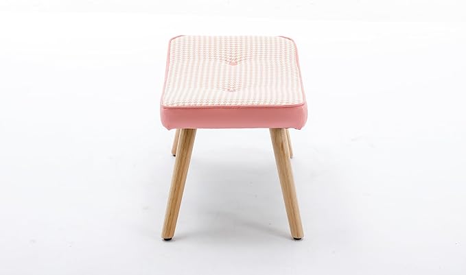 Wooden Step OttomanWooden Step Stool for AdultsSquare Cushion Foot StoolSmall Stool with Non-Slip PadWood Stool Suitable for Bedroom Living Room and Kitchen (Pink)