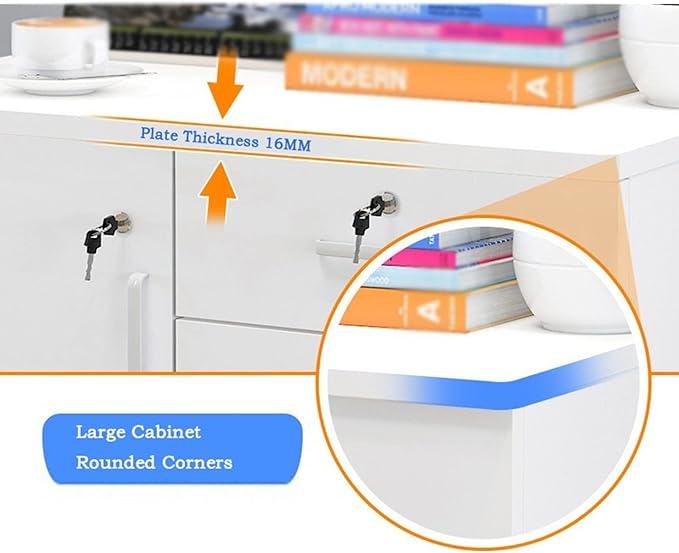Thicken Wood Filing Cabinet Mobile Storage Cabinet for Closet/Office 3-Drawer White Colour File Cabinet Storage with 4 360Wheels Filing Cabinet (Colour : 1) (B)