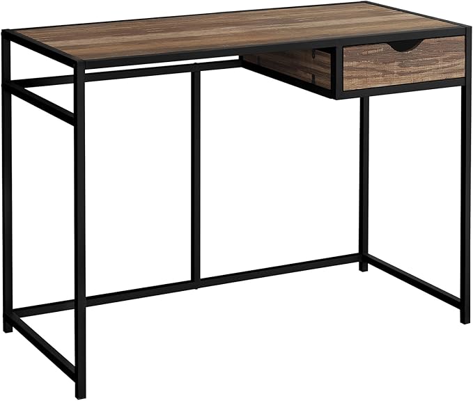 Computer Desk Home Office Laptop Storage Drawer 42 l Work Brown Laminate Black Metal Contemporary Modern