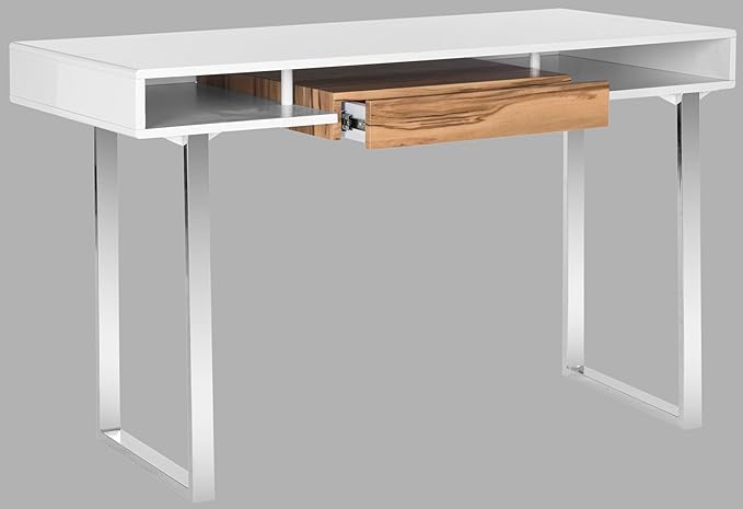 SAFAVIEH Home Collection Metropolitan White and Chrome Computer Desk