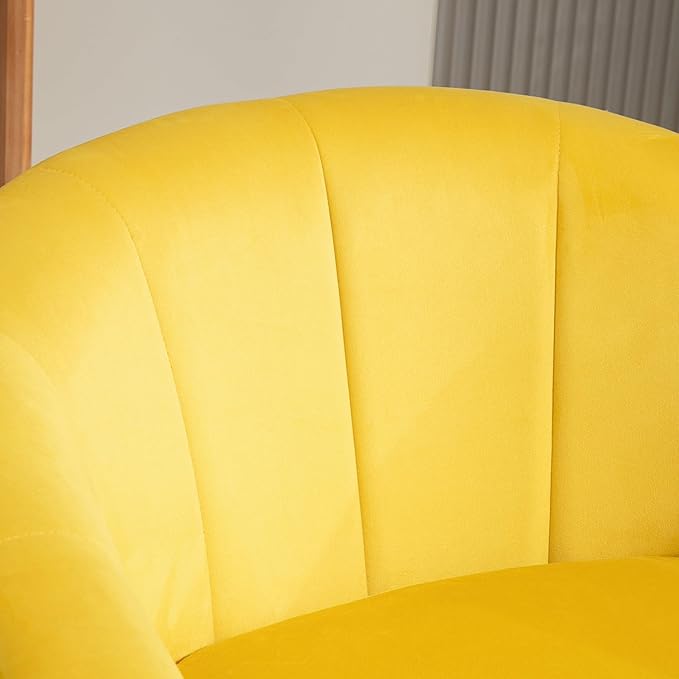 Velvet Modern Accent Armchair - Luxury Gold Frame | Versatile Seating for Living Room Bedroom Office Yellow