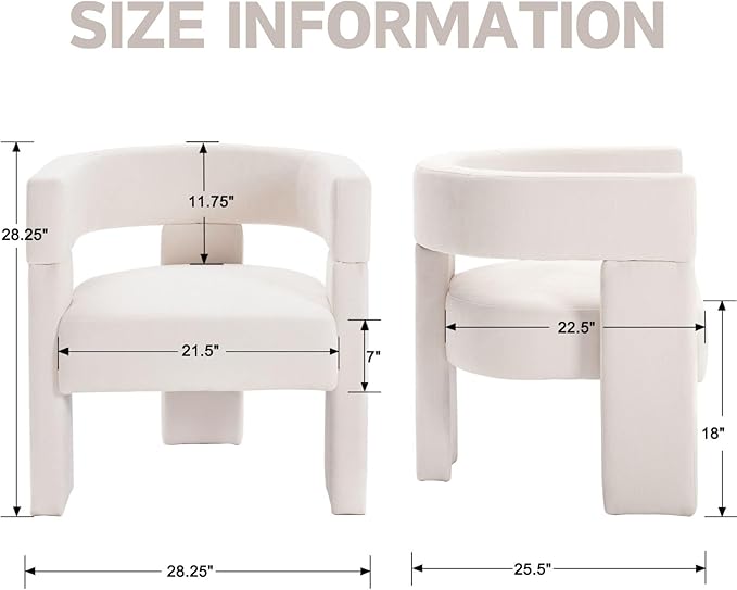 Modern Barrel Accent Chairs Set of 2 Beige Fabric Upholstered Armchairs Comfy Living Room Chairs Side Sitting Chairs for Bedroom Reading