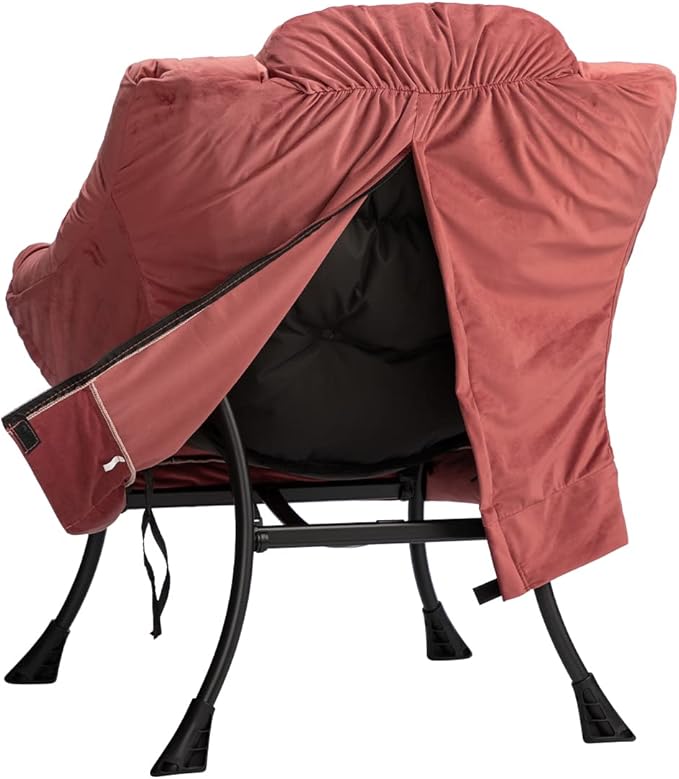 HollyHOME Lazy Chair with Armrest and Side Pocket Comfy Accent Lounge ChairLeisure Sofa Armchair for Living Room Bedroom Dorm or Small Spaces Oversized Reading Sofa ChairVelvet Dusty Rose