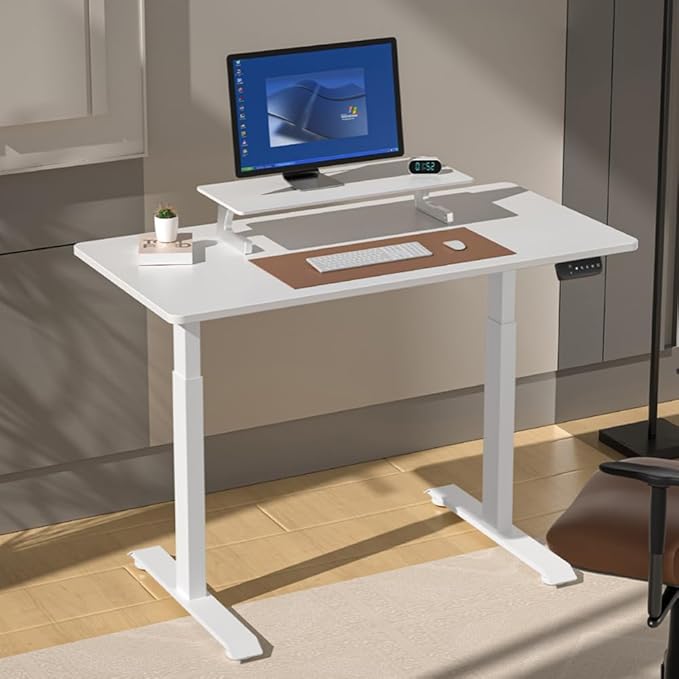 MSZ Electric Standing Desk 48x24 Inch with Memory Presets Adjustable Height Sit to Stand Computer Desk for Home Office &amp Gaming (White)