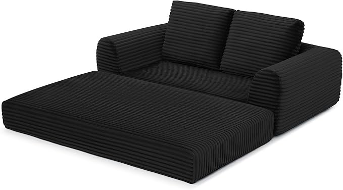 Foldable Boneless Love Seat Couches in a Box Modern Floor Foam Sleeper Sofa Bed 2-in-1 Convertible Cloud Sofa for Home Apartments Bedroom