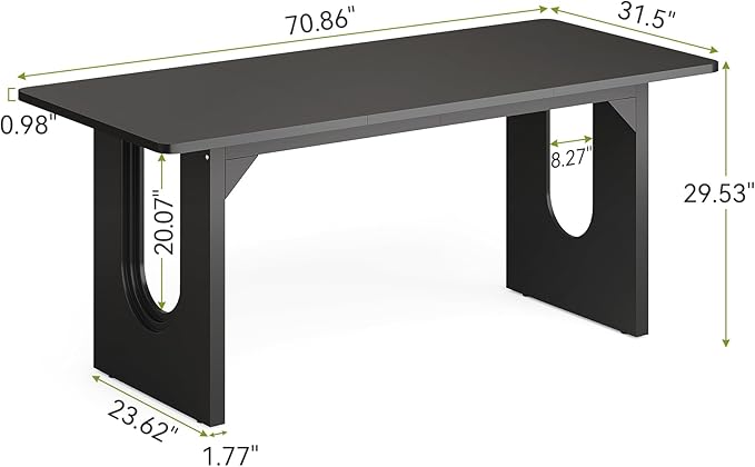 LITTLE TREE 70.8-Inch Home Office Desk White Computer Desk with Storage Study Writing Work Desk for Home Office Spacious Modern Simple Desk Black