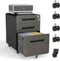 3 Drawer Mobile File Cabinet with LockUnder Desk Metal Filing Cabinets for Home Office Organizer Letters/Legal/A4 Fully Assembled (Black)