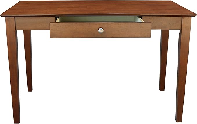 IC International Concepts Writing Desk With Drawer Solid Wood Real Parawood 48 W x 26 D x 30 H Easy Assembly Espresso
