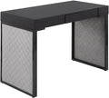 LumiSource Drift Upholstered Desk Home Office Desk Computer Desk with Drawers Black Desk Small Desk for Bedroom Gaming Desk Contemporary Desk