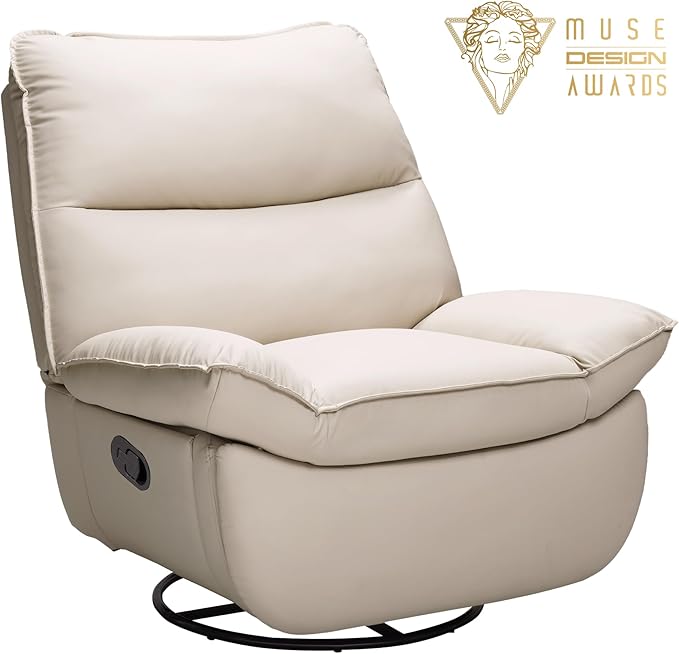 FLEXISPOT XRC7 Swivel Rocker Recliner Chair 360° Swivel Oversized Armless Recliner Gaming Chair Award-Winning Design with Premium PU Leather Upholstery for Living Room Gaming Room Beige