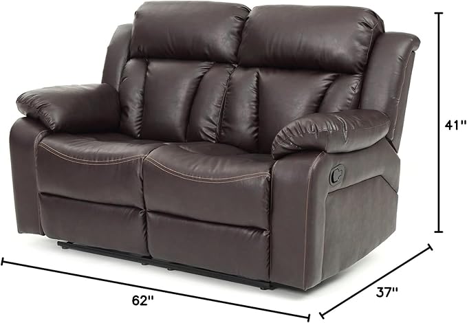 Glory Furniture Daria Faux Leather Reclining Loveseat in Dark Brown