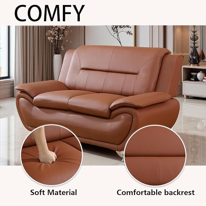A Ainehome Sectional Sofa Couch Set Living Room Furniture Sets Modern Leather Sofa Loveseat Couch for Living Room(loveseat A-Orange)
