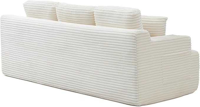 Eafurn Floor Loveseat Boneless Sofa Couch in a Box with Cup Holder and Side Pockets 3 Seater Comfy Corduroy Upholstered Foam Couch with Deep Seating for Living RoomNo Assembly | Breathable material