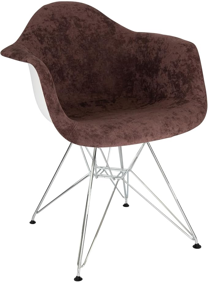 Maykoosh Velvet Accent Chair - Modern Eiffel Base Living Room Chair - Elegant Metal &amp Wood Design