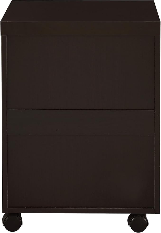 Brown Mobile File Cabinet with 3 Drawers 5 Wheels Rectangular Wood Portable Filing Cabinet Traditional for Office Study Room