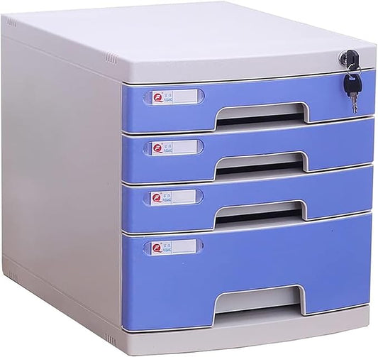 4 Drawer File Cabinet Mobile File Cabinet Extension Organiser Multi-Drawer Desktop Organiser with Lockable Drawers (Color : Blue Size : 11.61x15.51x12.79inch)