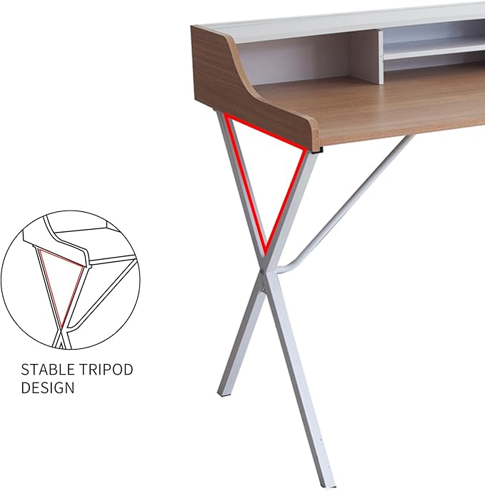 47.25 Inch Computer Desk for Bedroom Home Office Desk Office Tables Work Desk Writing Desk with Shelves Small Desks for Small Spaces Computer TableNature