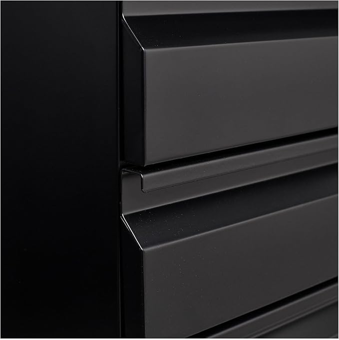 Mobile Filing Cabinet 3 Drawer Black Metal File Cabinet with Lock