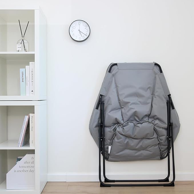Hexagon Foldable Living Room Chair Saucer Chair for Adults Comfy Bedroom Lounge Chair Moon Chair Lazy Folding Chair for Dorm Rooms (Chair-Grey)