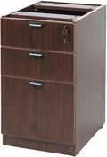 Mahogany Deluxe Full Pedestal Box File Configuration Thermal Fused Melamine Construction 3mm PVC Edge Banding Scratch Resistant Finish Full Extension Ball Bearing Slides Contemporary Design