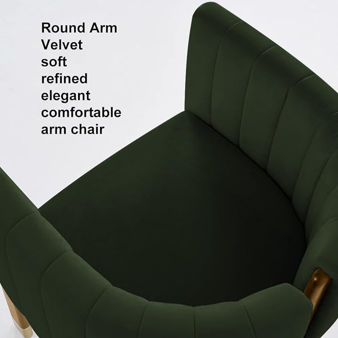 Velvet Fluted Accent Chair for Living Room with Wood Frame High Resilience Foam Elegant Modern Armchair (Green)