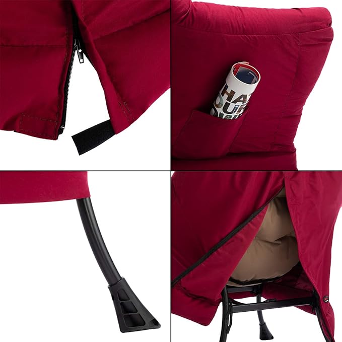 HollyHOME Lazy Chair with Armrest and Side Pocket Comfy Accent Lounge ChairLeisure Sofa Armchair for Living Room Bedroom Dorm or Small Spaces Oversized Reading Sofa Chair Burgundy