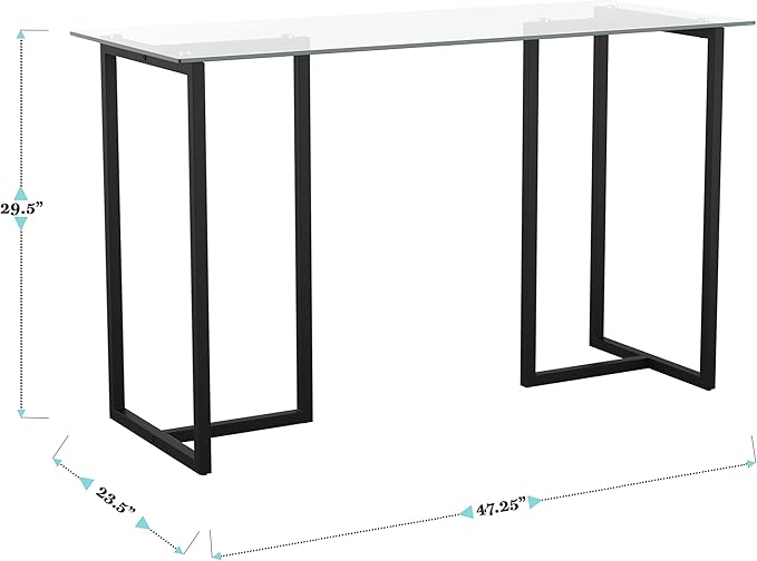 Martha Stewart Eli Home Office Desk with Glass Top and Steel Frame Oil Rubbed Bronze
