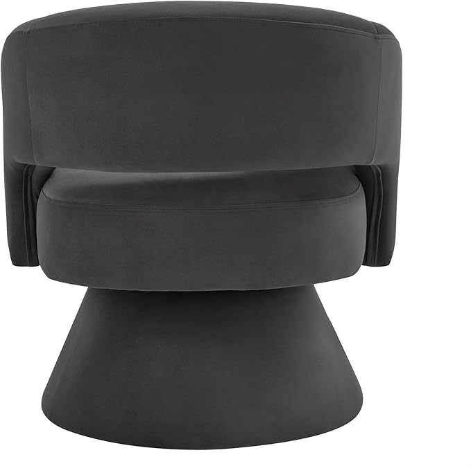 GDFStudio Swivel Barrel Chair Accent Arm Chair for Living Room Upholstered Velvet Round Reading Armchair Modern 360 Degree Comfy Swivel Chair with Open Backrest for Bedroom Office Dark Gray