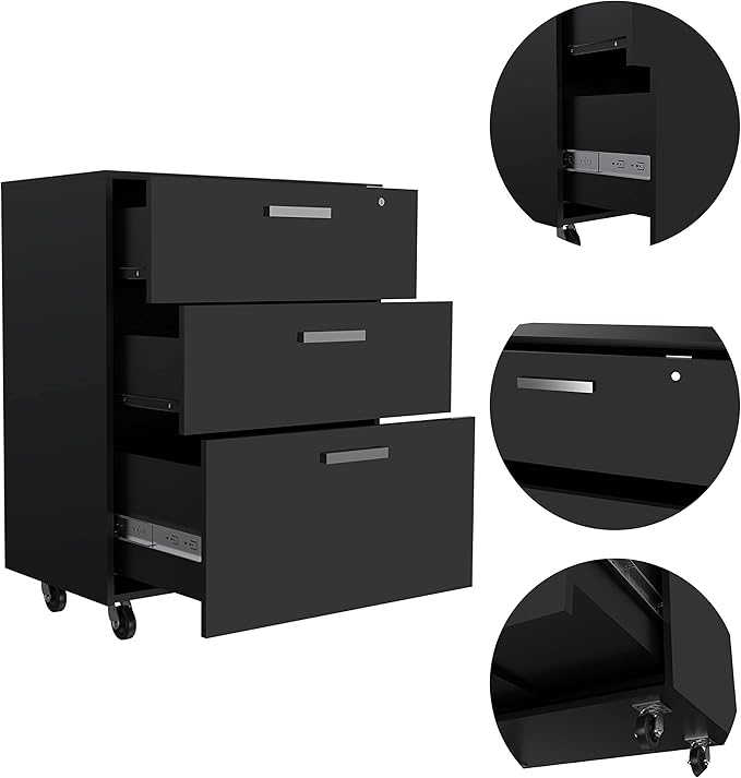 Penny Storage Cabinet | 3 Drawer Organizer with Lock &amp Wheels | Rolling File Cabinet for Office Garage Home