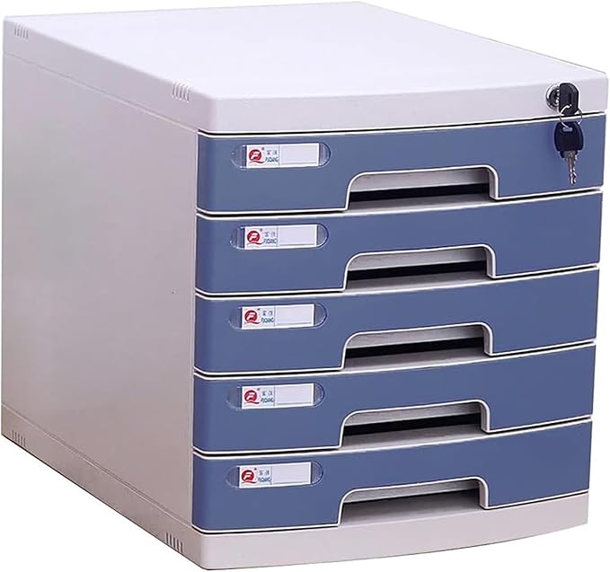 File Cabinet Desktop 5 Drawer File Cabinet with Locking File Organiser Data Cabinet (Color : Grey Size : 11.61x15.51x16.92inch)