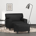 Modern Sofa Chair with Footstool Accent Chair with Ottoman Faux Leather Sofa Chairs Reading Chair for Living RoomChair for Bedroom Black 23.6 Faux Leather -20