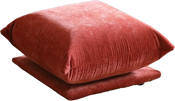 Ottoman Chenille Sofa Mid Century Modern Couches for Living Room (26.77 in/Red/Only Ottoman)